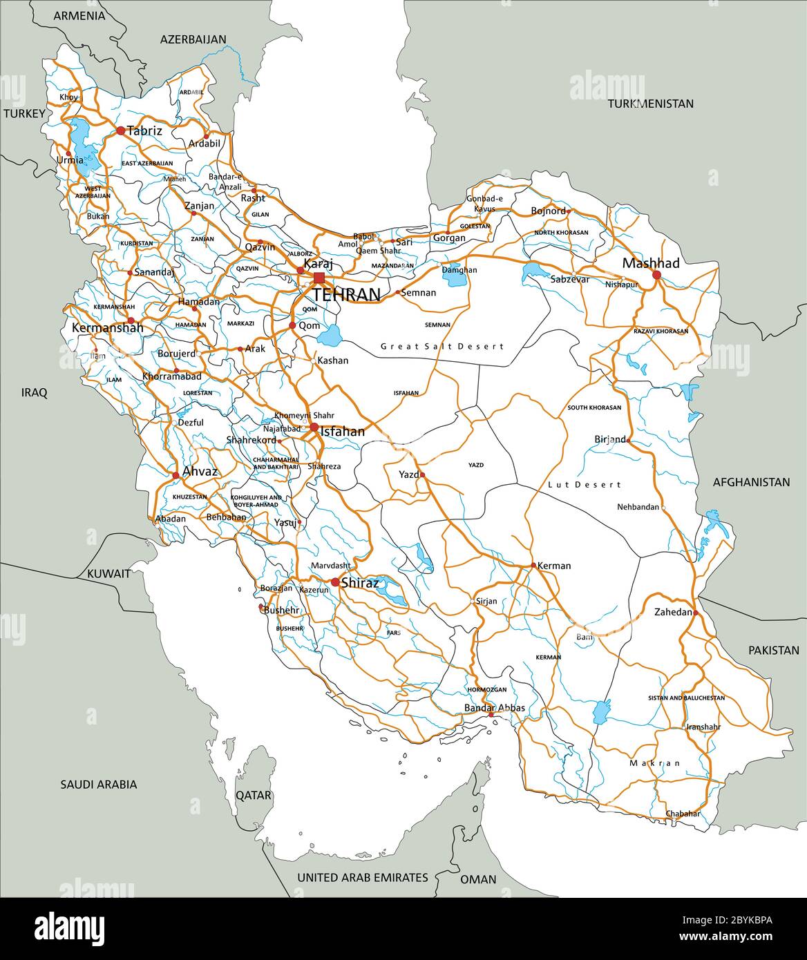 high-detailed-iran-road-map-with-labeling-2BYKBPA.jpg