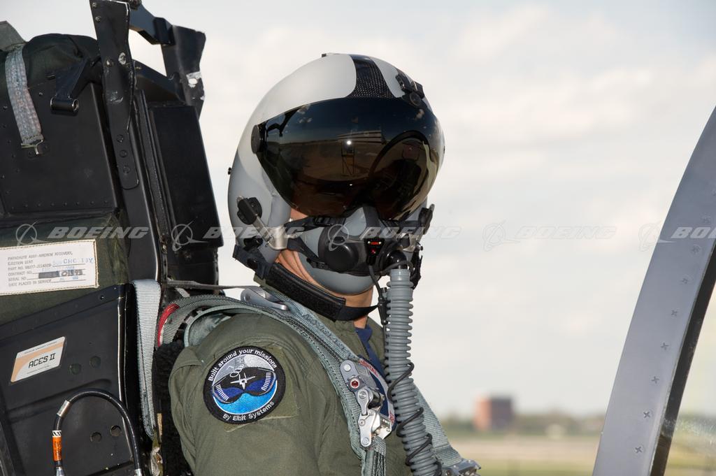 Joint Helmet Mounted Cueing System II Helmet on F-15 Pilot