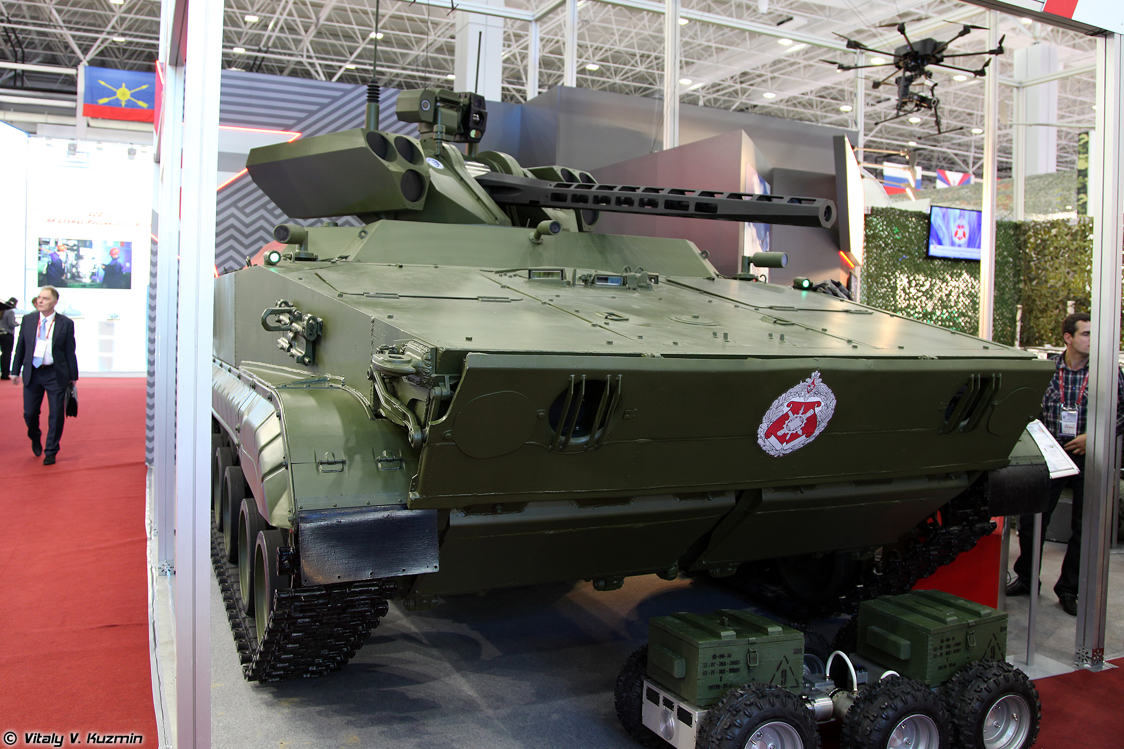 Vikhr_reconnaissance-assault_unmanned_ground_vehicle_with_ABM-BSM_30_weapon_turret_on_BMP-3_chassis_at_Military-technical_forum_ARMY-2016_02.jpg