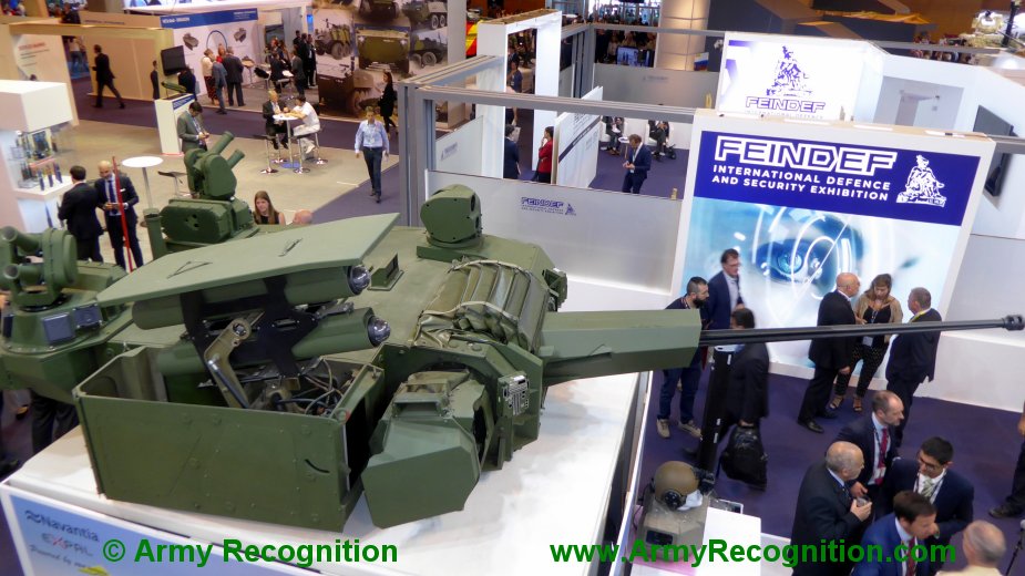 FEINDEF_2019_Navantia_EXPAL_and_Elbit_systems_present_Tizona_30mm_turret_for_Spanish_Army_8x8_vehicle.JPG