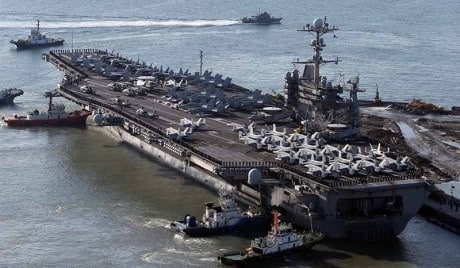 US aircraft carrier USS George Washington arrives in Busan