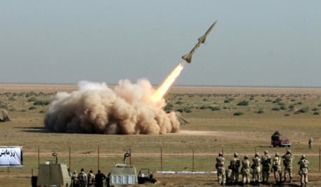 Iran's Revolutionary Guards carry a missile test out