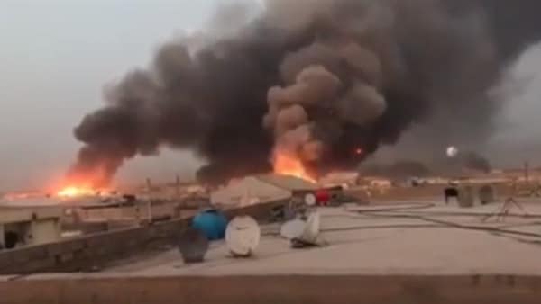 صور جوية توكد قصف إسرائيل لمعسكر الصقر في بغداد