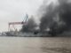 اندلاع حريق في اول سفينة هبوط صينية