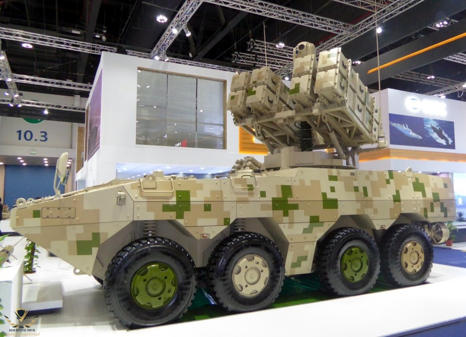 IDEX 2019 NORINCO displayed Red Arrow 10 antitank guided missiles on VN1 8x8 APC.JPG