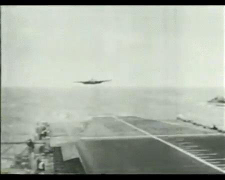 A_Sea_Vampire_likely_flown_by_Eric_Winkle_Brown_lands_on_HMS_Warrior_during_testing_of_a.gif