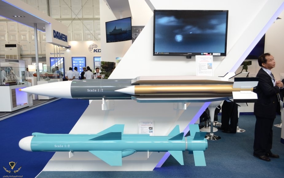 On top, the Hsiung Feng-3 and below, the Hsiung Feng-2, at Navdex 2017 in United Arab Emirates.jpg