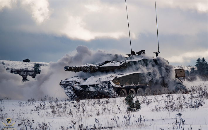 Download wallpapers Leopard 2A6, German tank, Canadian army, winter, snow, modern tanks, armor...png