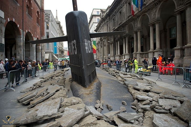 A Huge Submarine Bursts through the Streets of Milan.jpeg