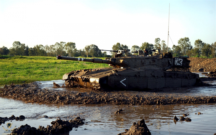 Download wallpapers Merkava 2, Israeli main battle tank, range, modern armored vehicles, Israe...png