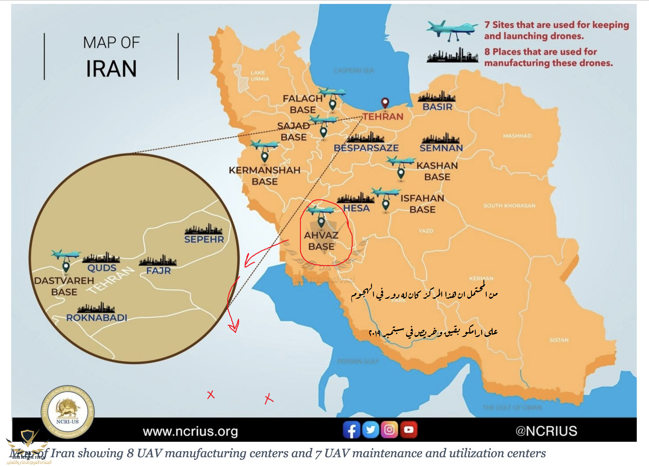  تصنيع المسيّرات التابعة للقوات الجوية للحرس الثوري الإيراني و 7 مراكز صيانة واستخدام الطائرات...png