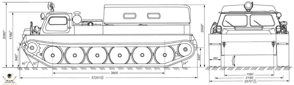 Рис. 1.1. Габаритные размеры снегоболотохода ГАЗ-34039.jpg