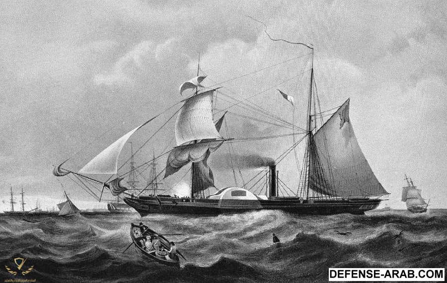 HMS Cyclops was steam paddle wheel frigate launched in 1839.jpg