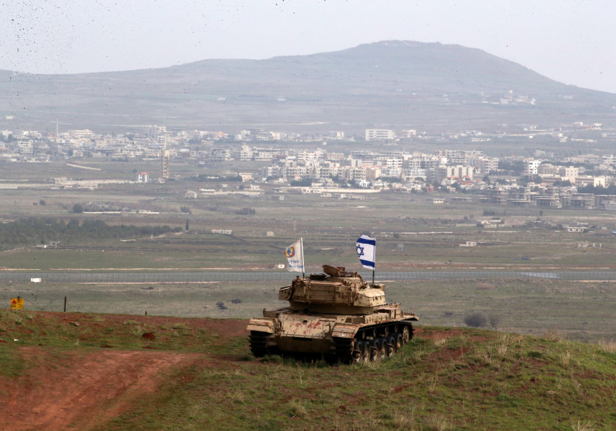 An old military vehicle on the Israeli side of the border with Syria, near Magdal Shams