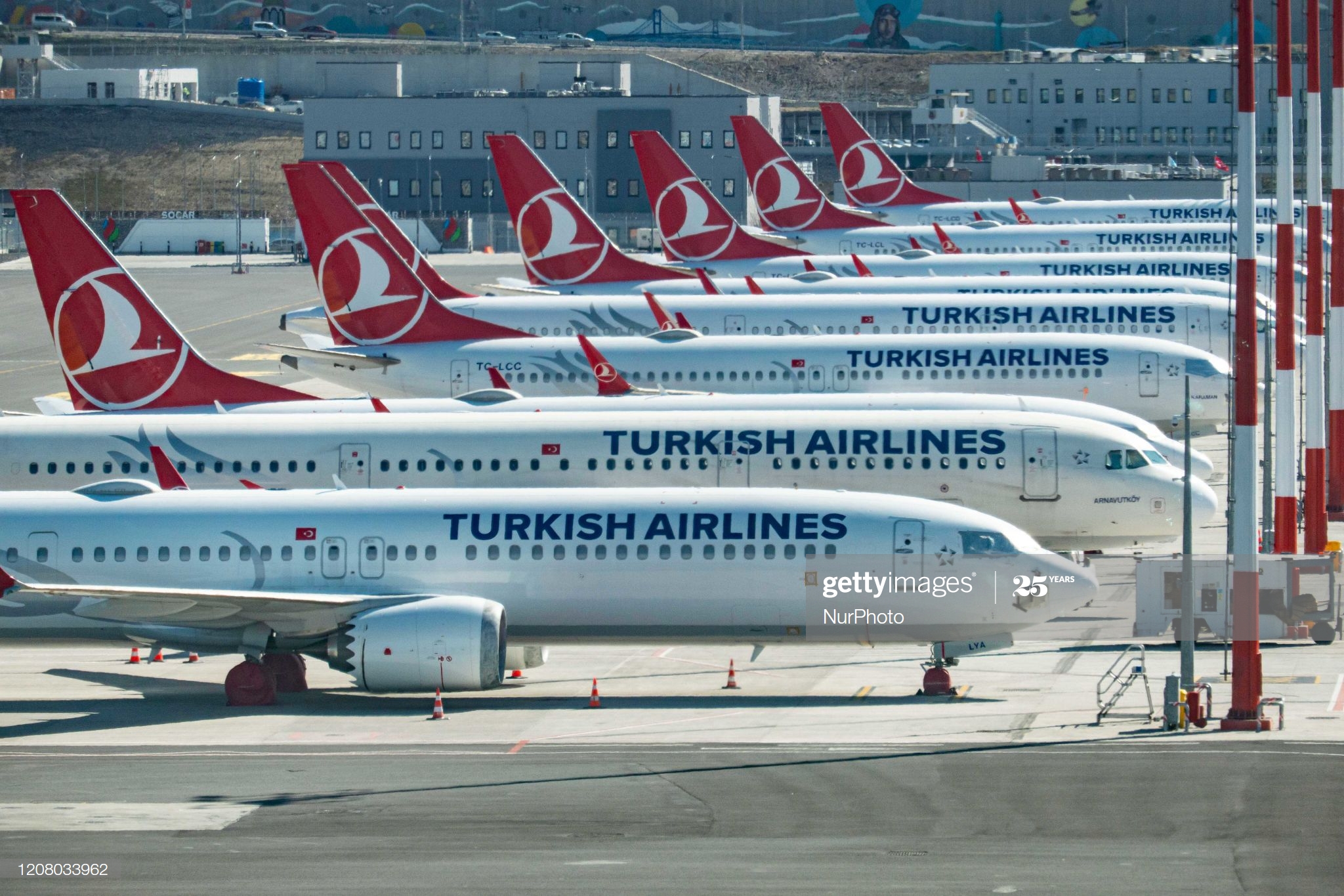 grounded-fleet-of-turkish-airlines-tk-airplanes-sit-on-the-tarmac-at-picture-id1208033962