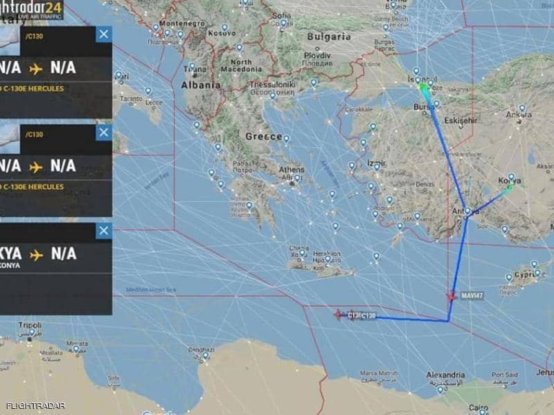 فلايت رادار: 3 طائرات شحن عسكرية تركية تتجه إلى غرب ليبيا