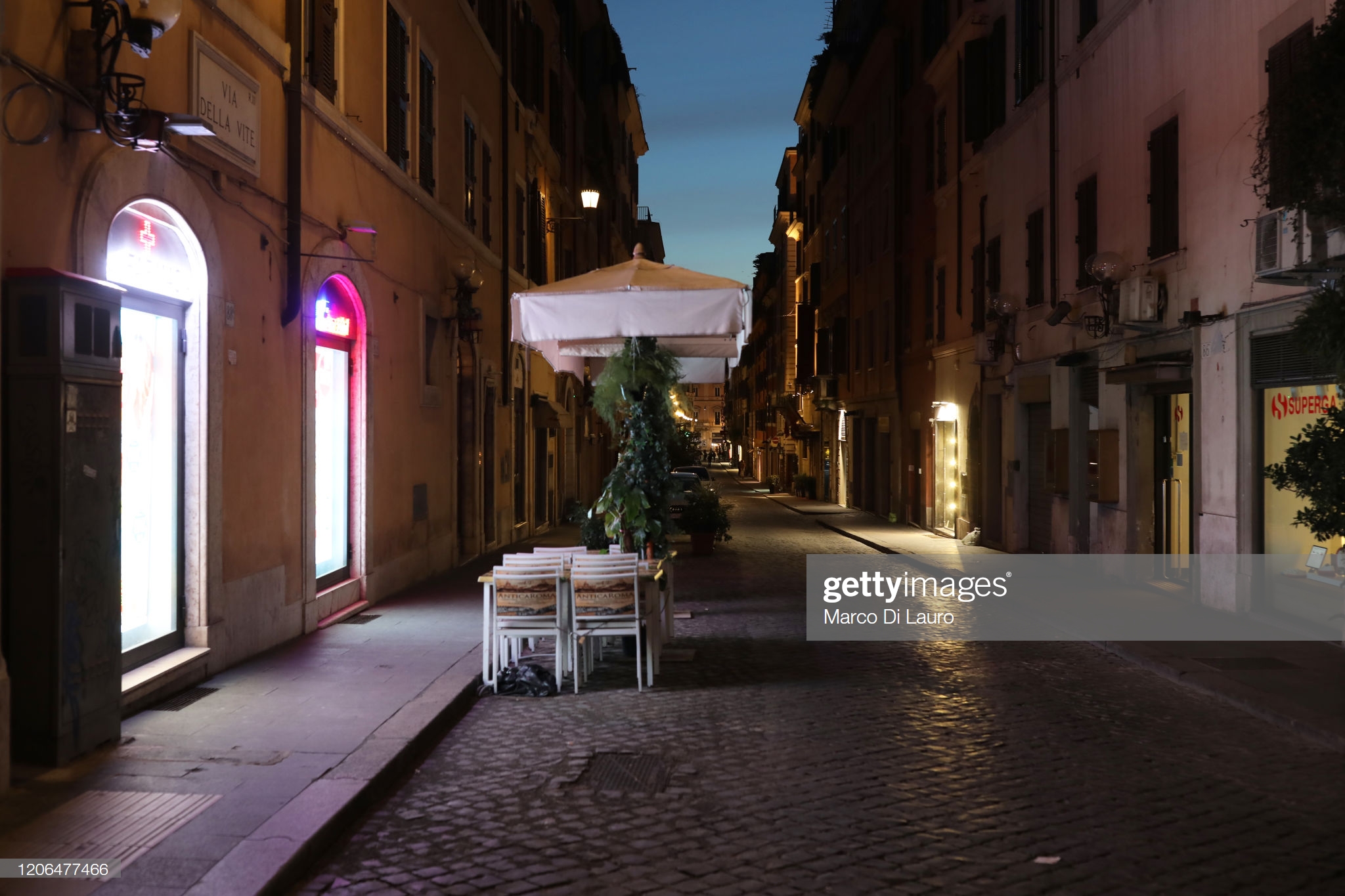 street-in-the-city-center-is-seen-empty-on-march-10-2020-in-rome-the-picture-id1206477466