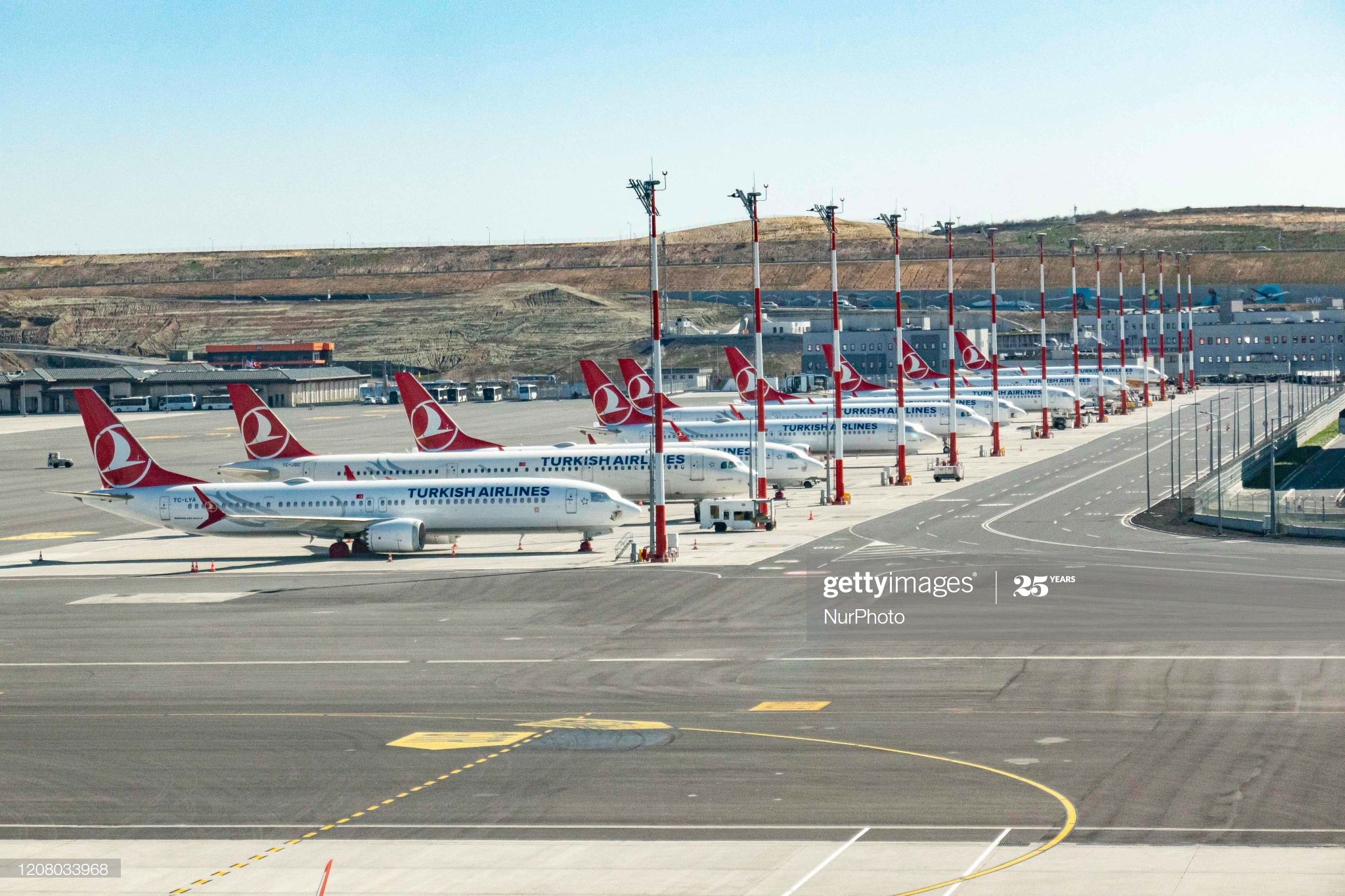 grounded-fleet-of-turkish-airlines-tk-airplanes-sit-on-the-tarmac-at-picture-id1208033968