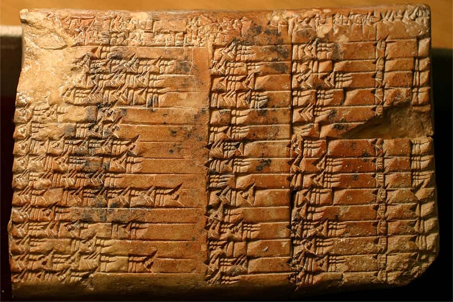 تم اكتشاف اللوح الطيني البابلي المسمى Plimpton 322 (لأنه رقم 322 في مجموعة GA Plimpton) ، في القرن التاسع عشر <sup> th </sup>. © <em> Wikimedia commons </em>> ، المجال العام