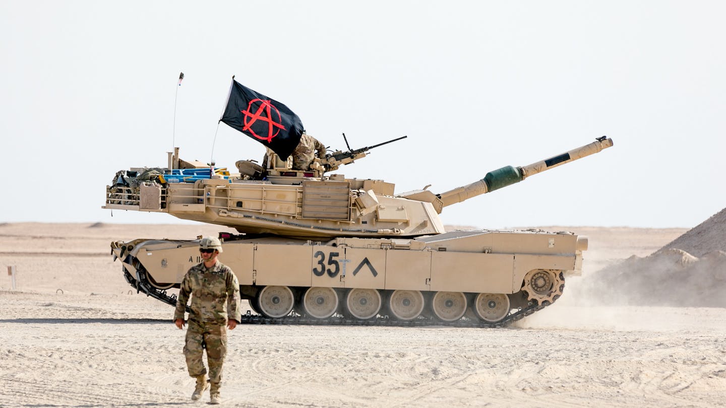 An M1 Abrams tank from 4th Battalion, 118th Infantry in Kuwait in February 2020