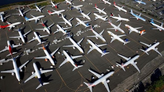 طائرات من طراز بوينغ 737 ماكس قابعة على الأرض