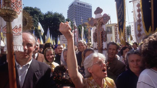 مظاهرة مطالبة بالاستقلال في اوكرانيا عام 1991