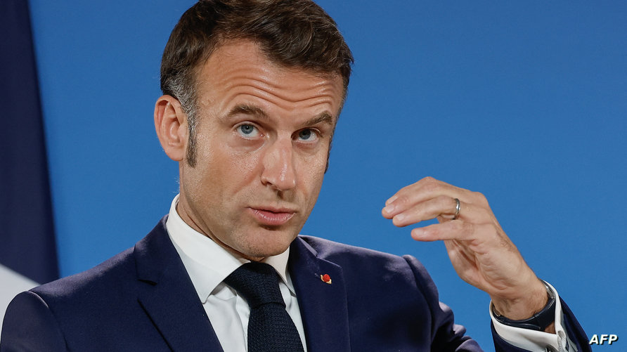 France's President Emmanuel Macron addresses a press conference after an EU summit in Brussels on October 17, 2024. - France's…