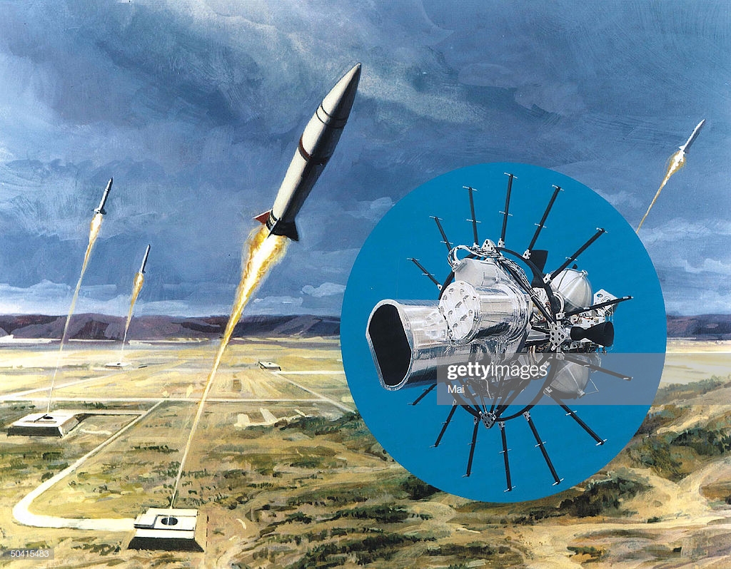 an-illustration-of-us-missile-defense-system-ground-based-interceptor-picture-id50415483