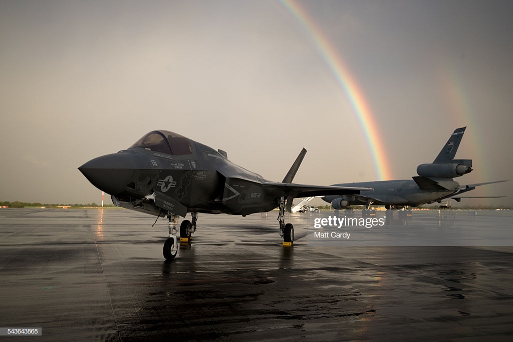 united-states-marine-corps-f35b-aircraft-arrives-in-the-uk-for-the-picture-id543643868