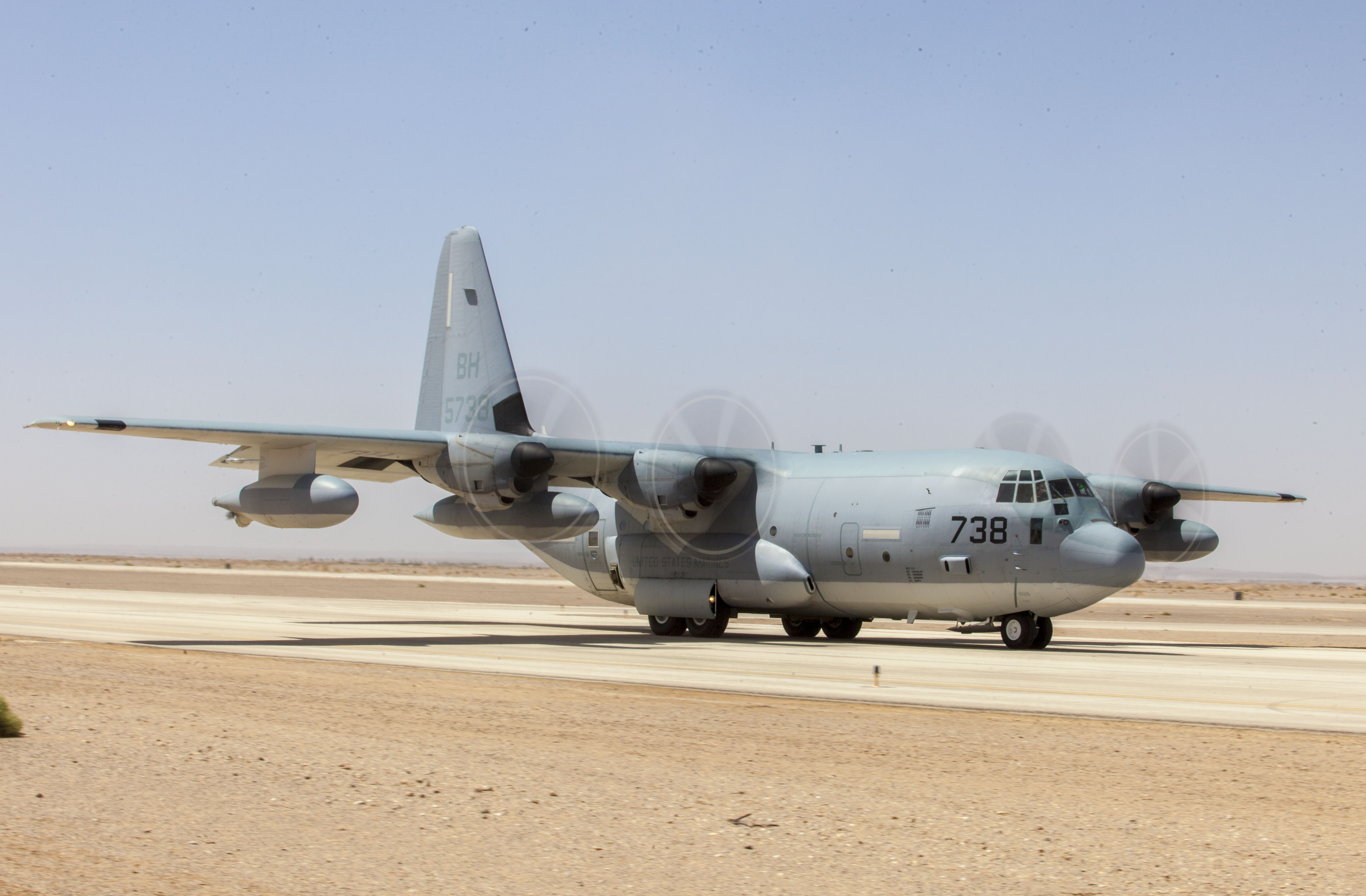 A_U.S._Marine_Corps_KC-130J_Hercules_aircraft_assigned_to_the_command_element_of_the_26th_Marine_Expeditionary_Unit_takes_off_from_King_Faisal_Air_Base_in_Jordan_June_12,_2013,_during_exercise_Eager_Lion_2013_130612-M-SO289-012.jpg
