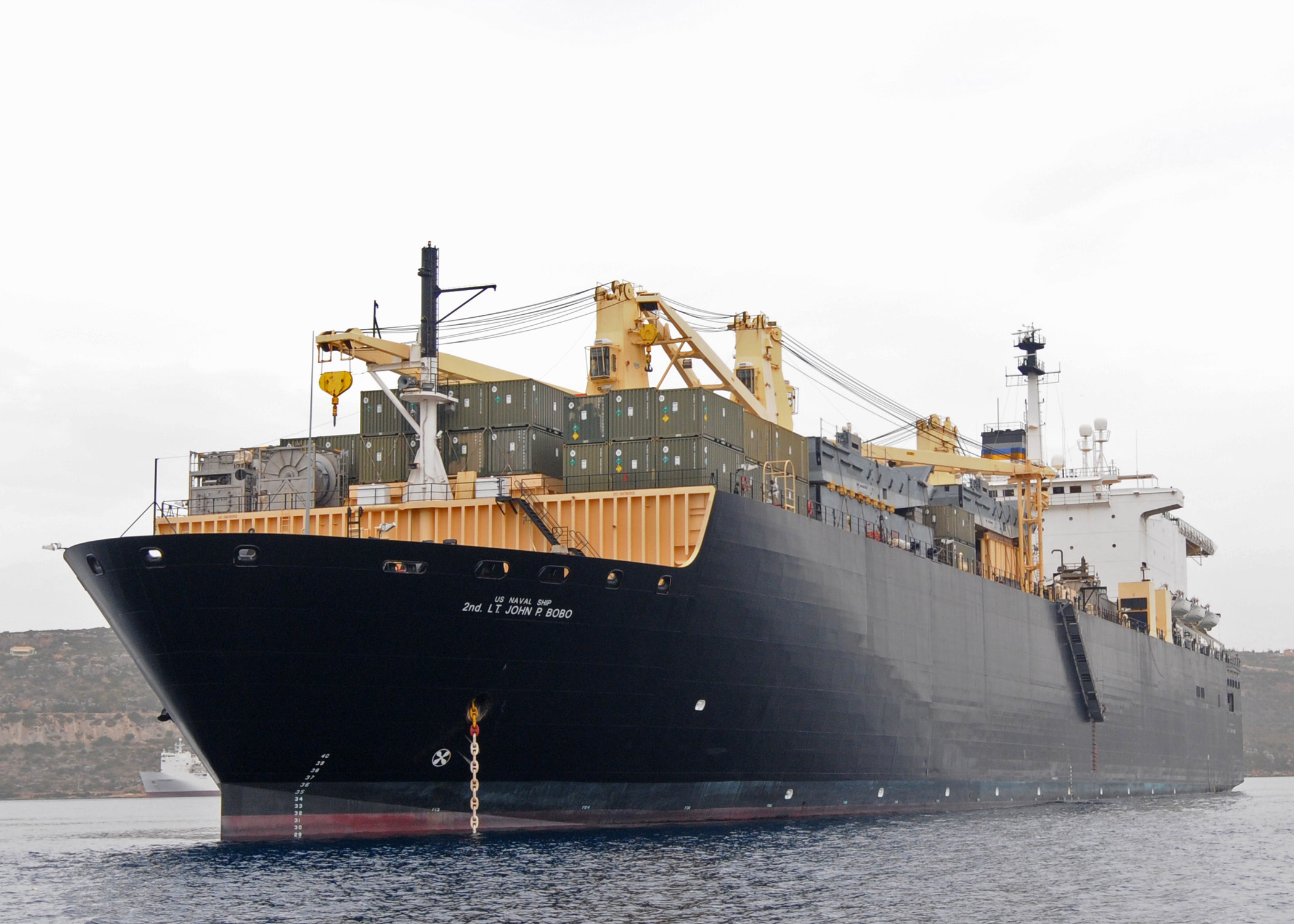 US_Navy_101013-N-9063M-004_The_Military_Sealift_Command_maritime_prepositioning_ship_USNS_2nd_Lt._John_P._Bobo_is_anchored_during_a_routine_port_vi.jpg