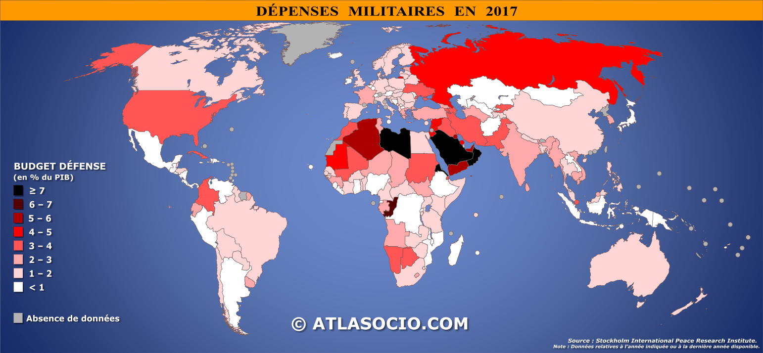 https://atlasocio.com/cartes/economie/budget/carte-monde-budget-defense-pourcentage-pib-en-2017_atlasocio.png https://atlasocio.com/cartes/economie/budget/carte-monde-budget-defense-pourcentage-pib-en-2017_atlasocio.png