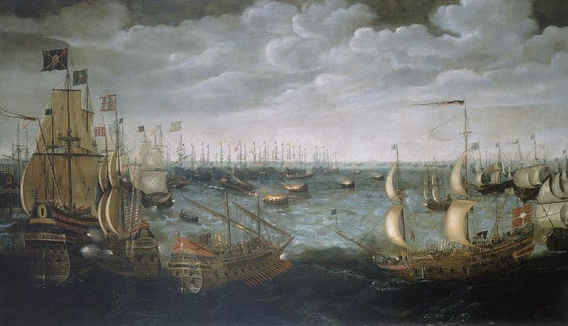 على الرغم من الهجوم القوي للسفن الحربية الإنكليزية على الأسطول الحربي الإسباني إلا أن الطقس السيئ كان السبب في تدميره.