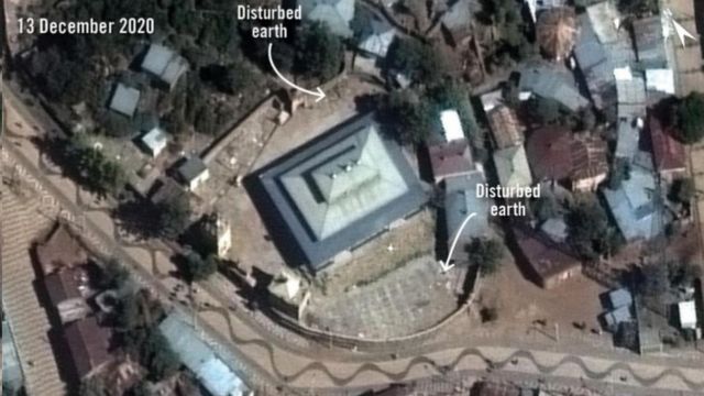 تظهر صور الأقمار الصناعية أدلة على مقابر حفرت مؤخرا في كنيسة أربعتو أنسيسا التي شهدت أكبر الجنازات