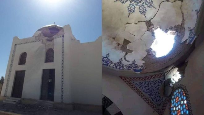بعض الأضرار التي لحقت بالمسجد
