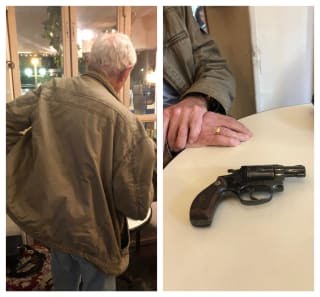 Dubi, the Mossad handler, and the gun he was given by Ashraf Marwan. Dubi, the Mossad handler, and the gun he was given by Ashraf Marwan.