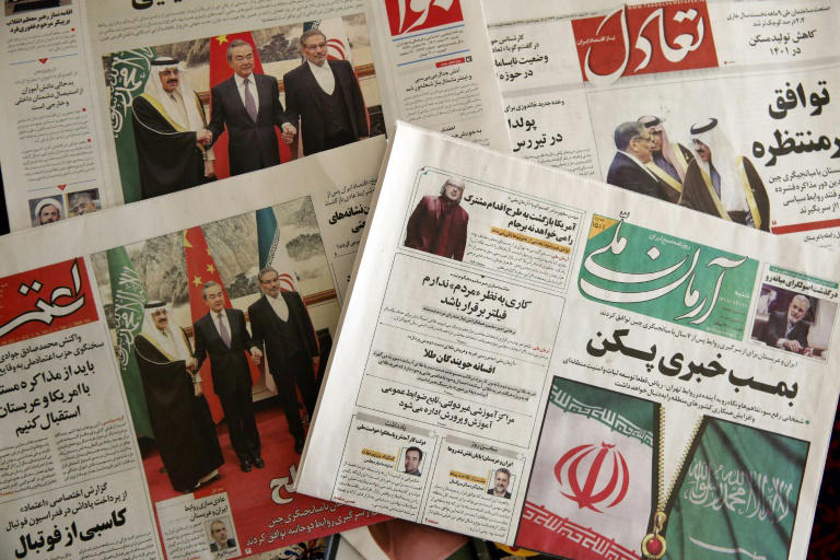 الصفحات الأولى لصحف في طهران بتاريخ 11 آذار/مارس 2023 عن الاتفاق بين إيران والسعودية لاستئناف العلاقات