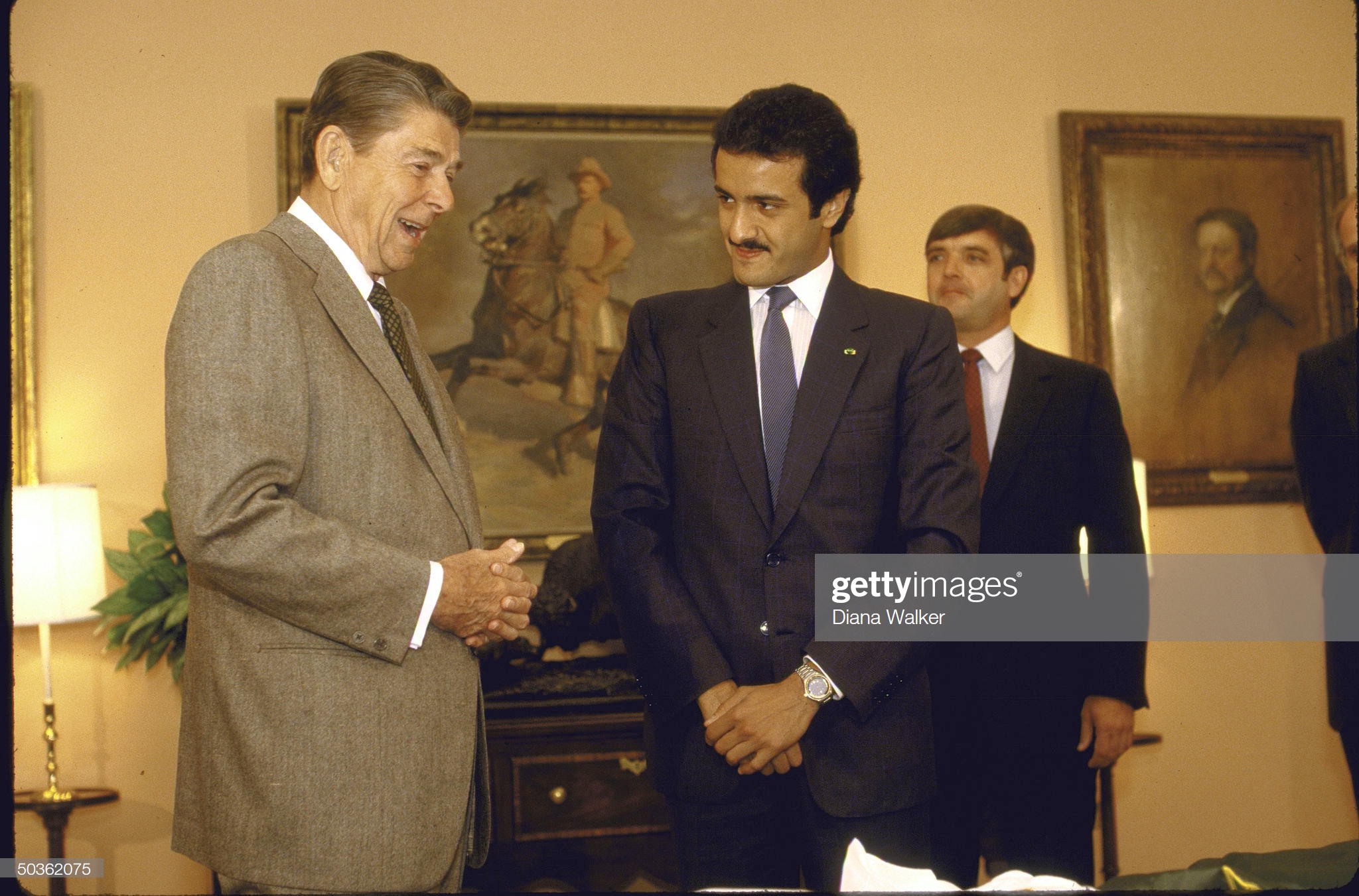 pres-ronald-w-reagan-meeting-with-astronaut-saudi-prince-sultan-al-picture-id50362075