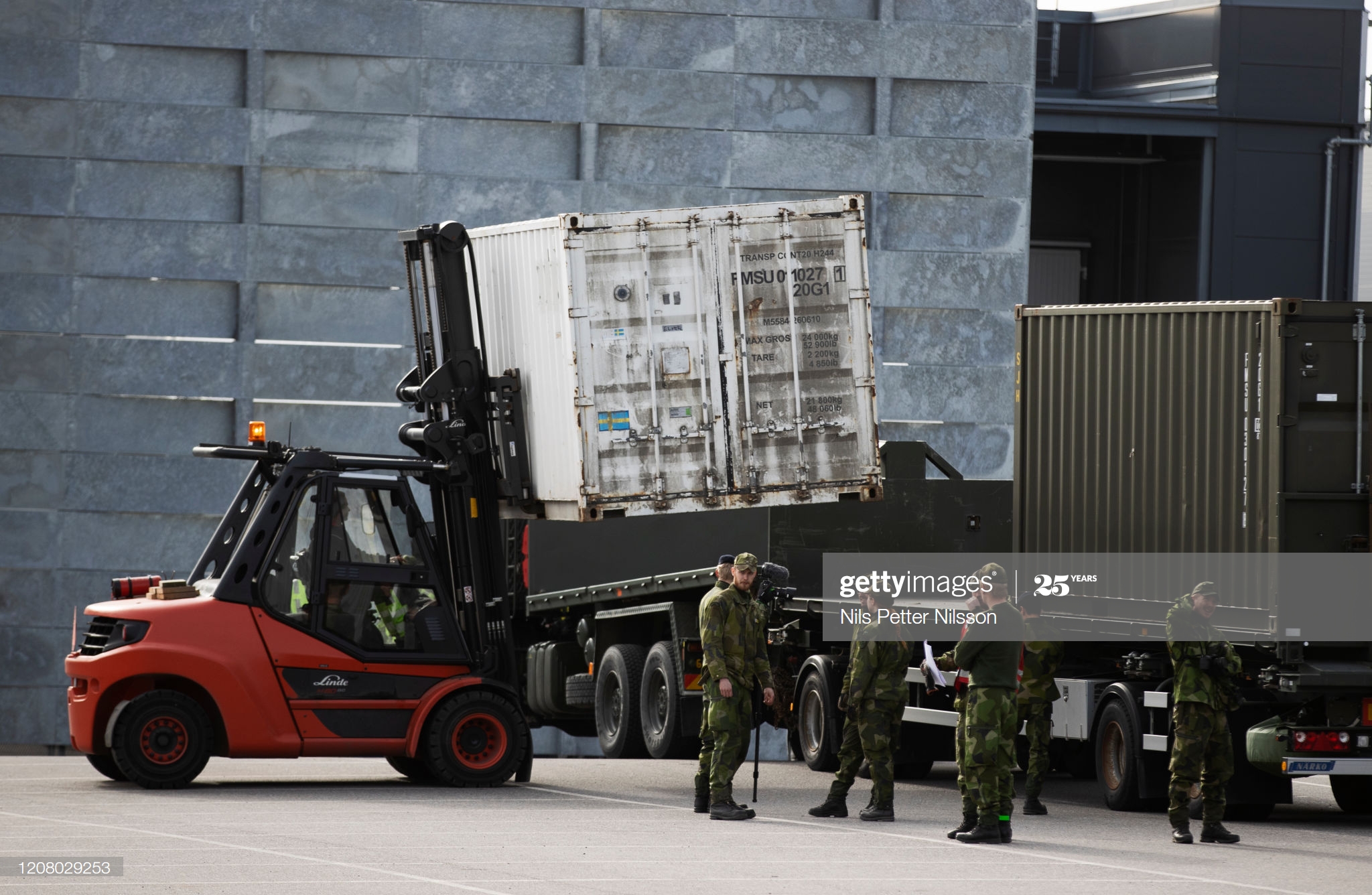 trucks-arrive-as-the-swedish-military-builds-a-field-hospital-at-picture-id1208029253
