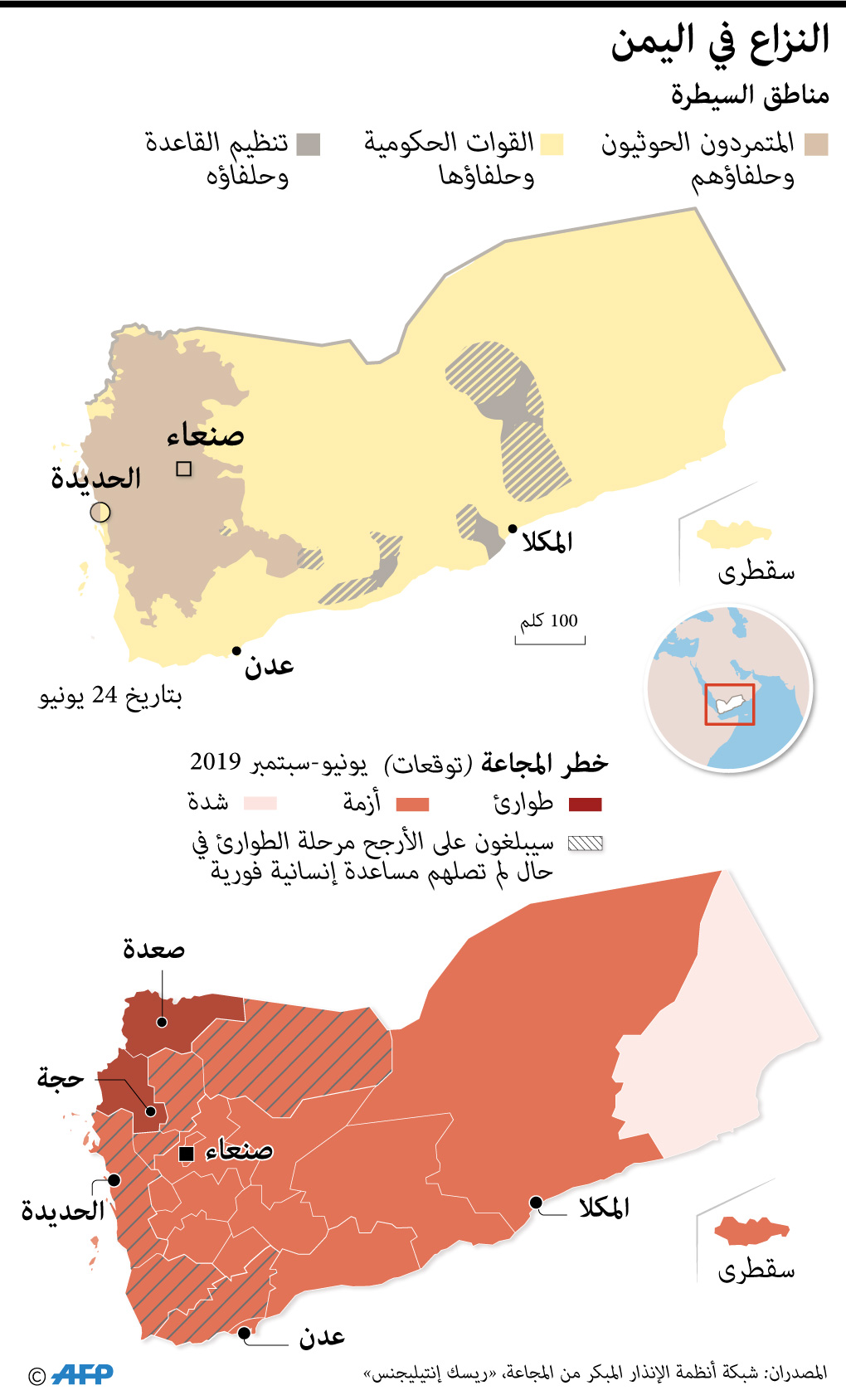 مناطق السيطرة في النزاع في اليمن