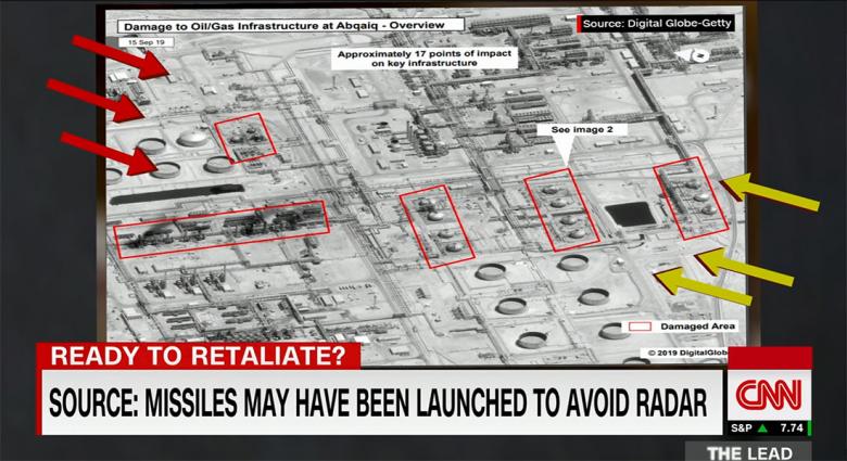 مصدر لـCNN: السعودية وأمريكا حددتا موقع انطلاق هجوم أرامكو.. ومحللون: هذا ما تظهره زاوية الاصطدام
