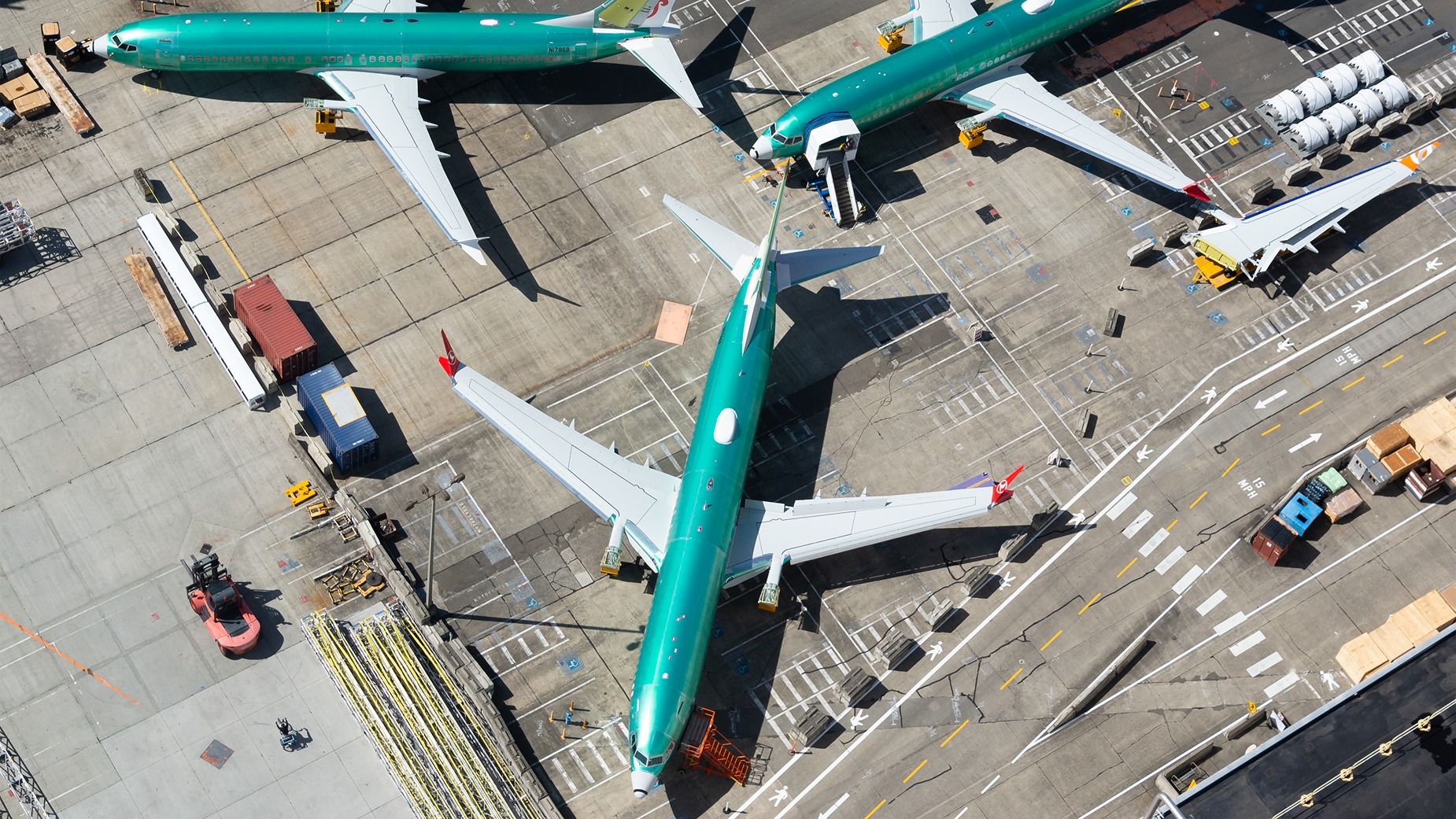 Parked Boeing 737 MAX aircraft outside the manufacturer's Renton facility shutterstock_1544062010 Parked Boeing 737 MAX aircraft outside the manufacturer's Renton facility shutterstock_1544062010