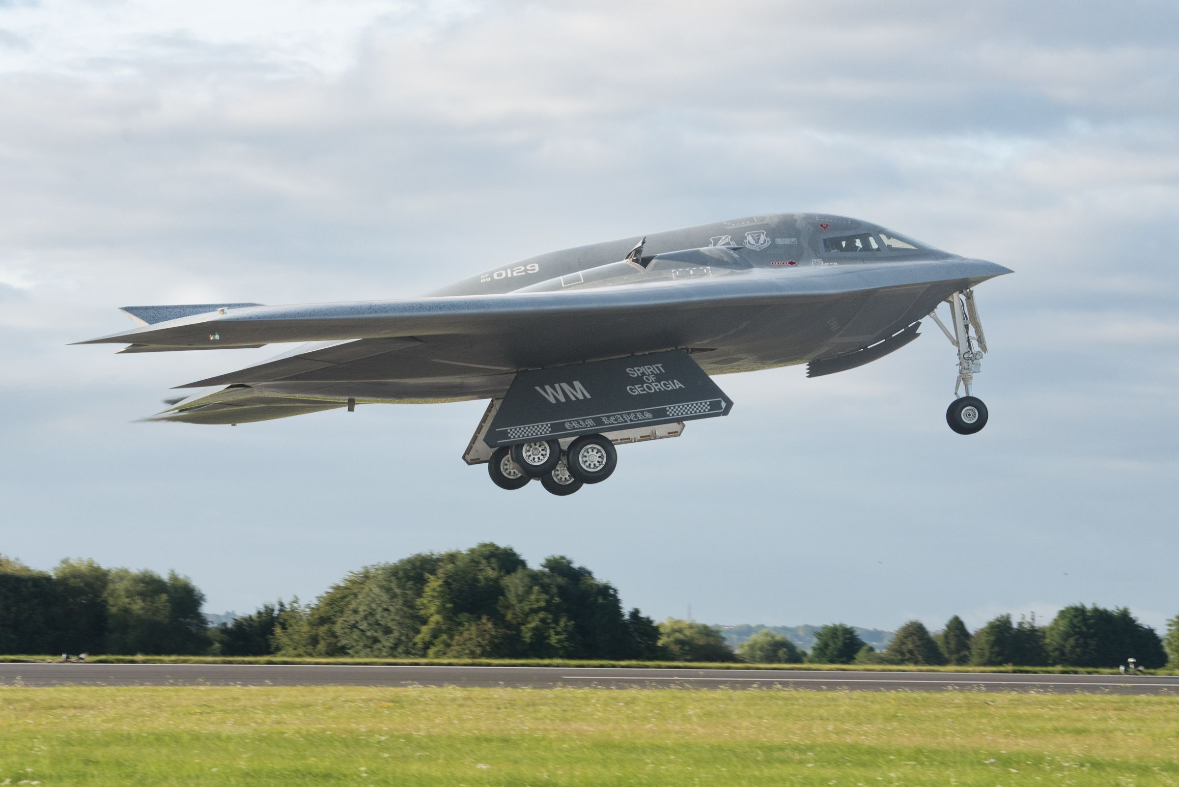 A B-2 Spirit Stealth Bomber, assigned to the 509th Bomb Wing at Whiteman Air Force Base, Missouri, takes off from Royal Air Base Fairford, England, on September 03, 2019 A B-2 Spirit Stealth Bomber, assigned to the 509th Bomb Wing at Whiteman Air Force Base, Missouri, takes off from Royal Air Base Fairford, England, on September 03, 2019