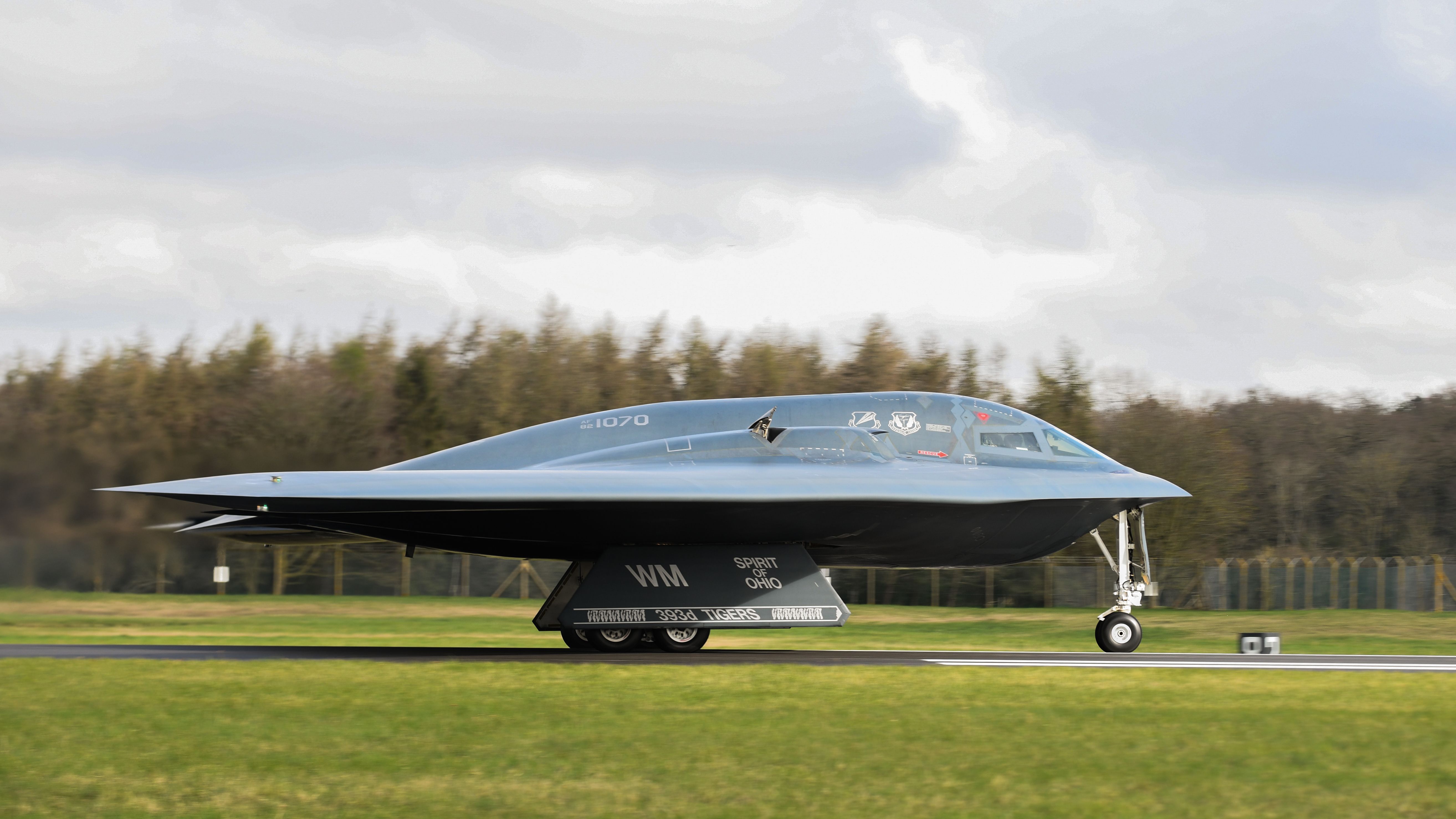A B-2 Spirit Stealth Bomber, assigned to Whiteman Air Force Base, Missouri, prepares to take off at RAF Fairford, United Kingdom, on March 20, 2020 A B-2 Spirit Stealth Bomber, assigned to Whiteman Air Force Base, Missouri, prepares to take off at RAF Fairford, United Kingdom, on March 20, 2020
