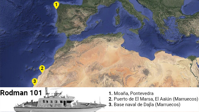 Los barcos han sido localizados primero en la planta de Rodman en Galicia y posteriormente en los puertos del Sáhara Ocidental. Los barcos han sido localizados primero en la planta de Rodman en Galicia y posteriormente en los puertos del Sáhara Ocidental.