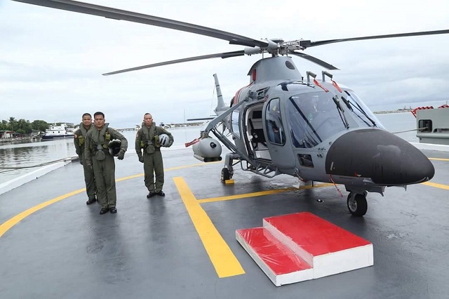The Philippine Navy (PN) formally commissioned into service its two armed AgustaWestland AW-109E Power helicopters during a ceremony at Naval Station Jose Andrada, on Roxas Boulevard, Manila this week. The helicopters are armed with two FN Hertsal FN RMP rocket machine gun pods combining a 50 caliber machinegun and three 2.75 inch rockets. 